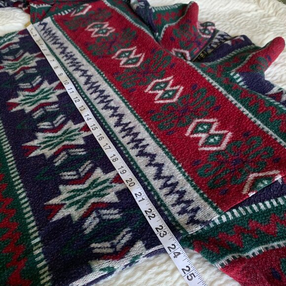 90s Vintage Bruttini Uomo Men's Geometric Mock Neck 3/4 Zip Fleece Sz Large - Picture 14 of 17